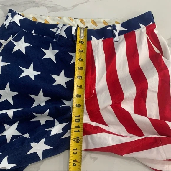 Loud Mouth Shorts Mens 36 Red Blue Chino Patriotic Flag Casual Golf pockets - Picture 5 of 11